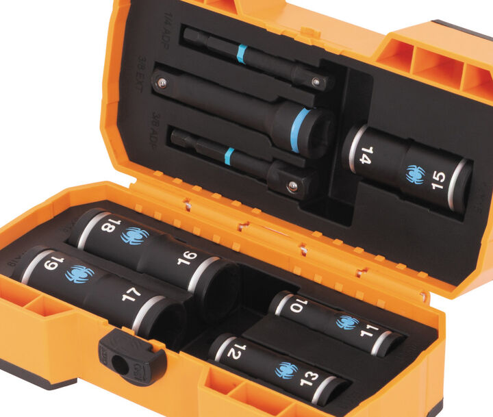 Spyder Impact Flip Socket Set, 3 Inch Extension & 2 Hex Adapters, 8 Pieces, large image number 5