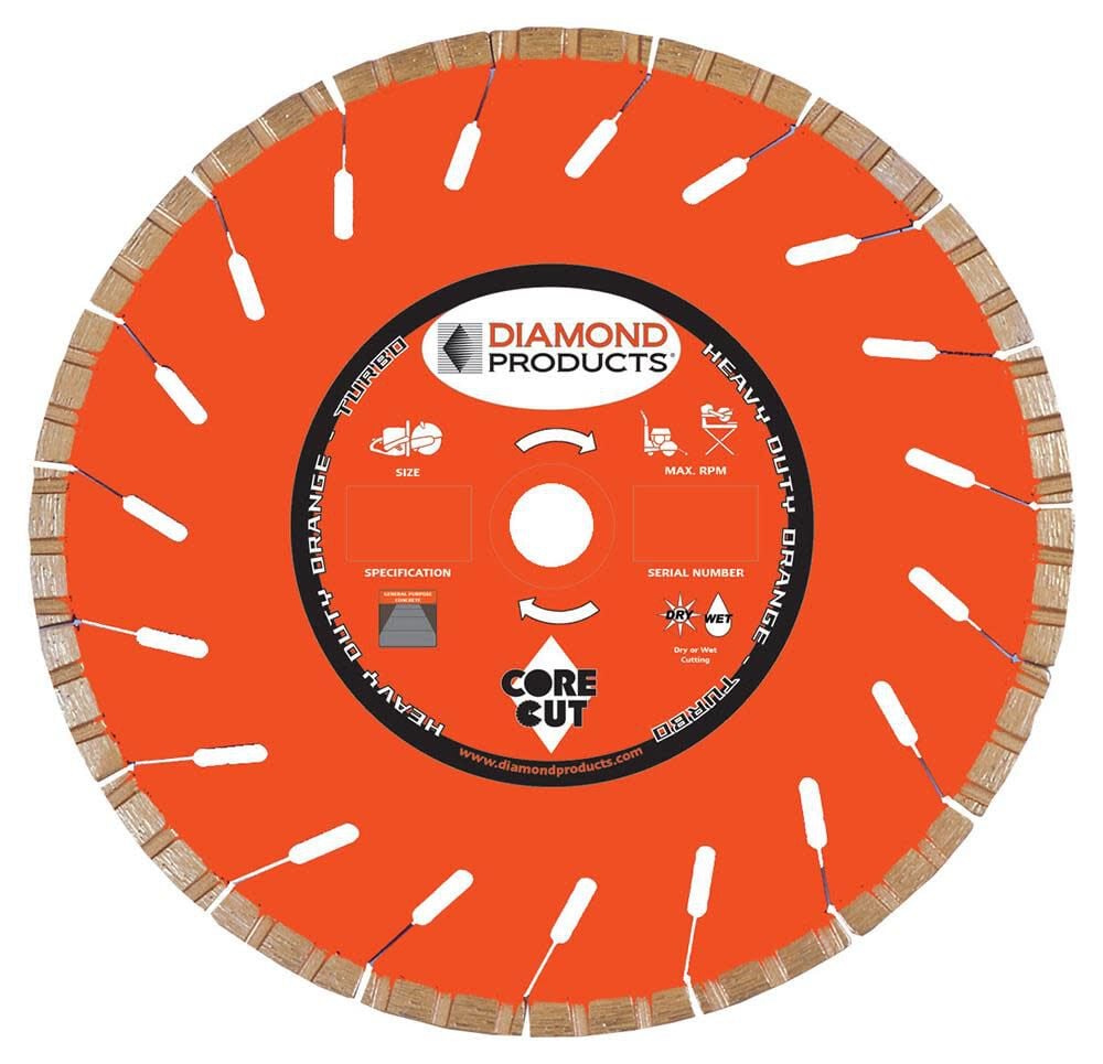 Diamond Products 4 1/2 Inch Heavy Duty Orange Segmented Turbo Rim Diamond Blade for Concrete – 12286