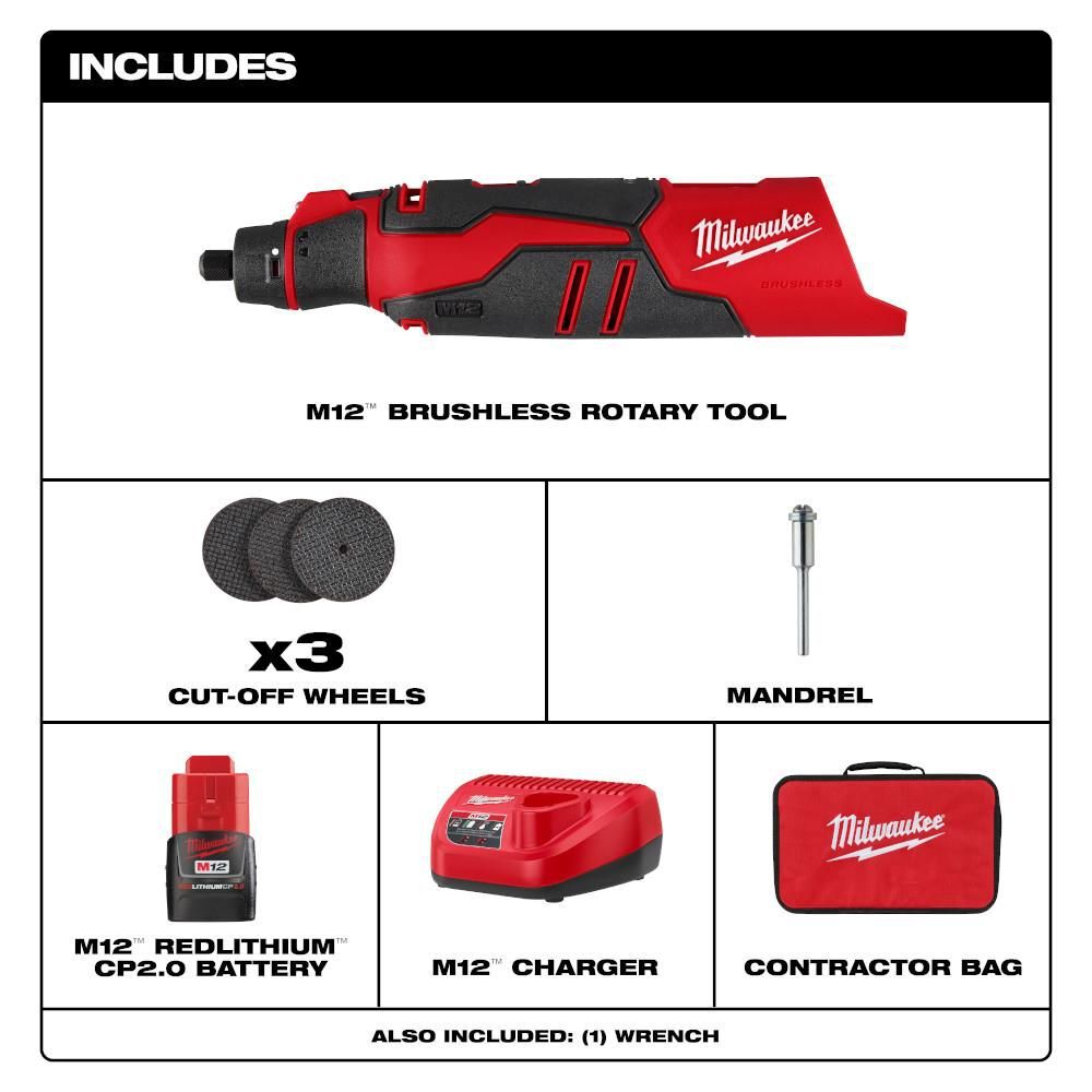 Milwaukee M12 Brushless Rotary Tool Kit, large image number 2