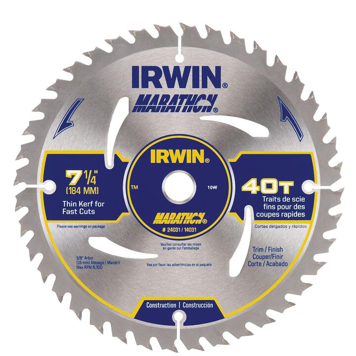 Irwin 7-1/4 Inch 40T Pack of 10 TPI Framing Saw Blades, large image number 1