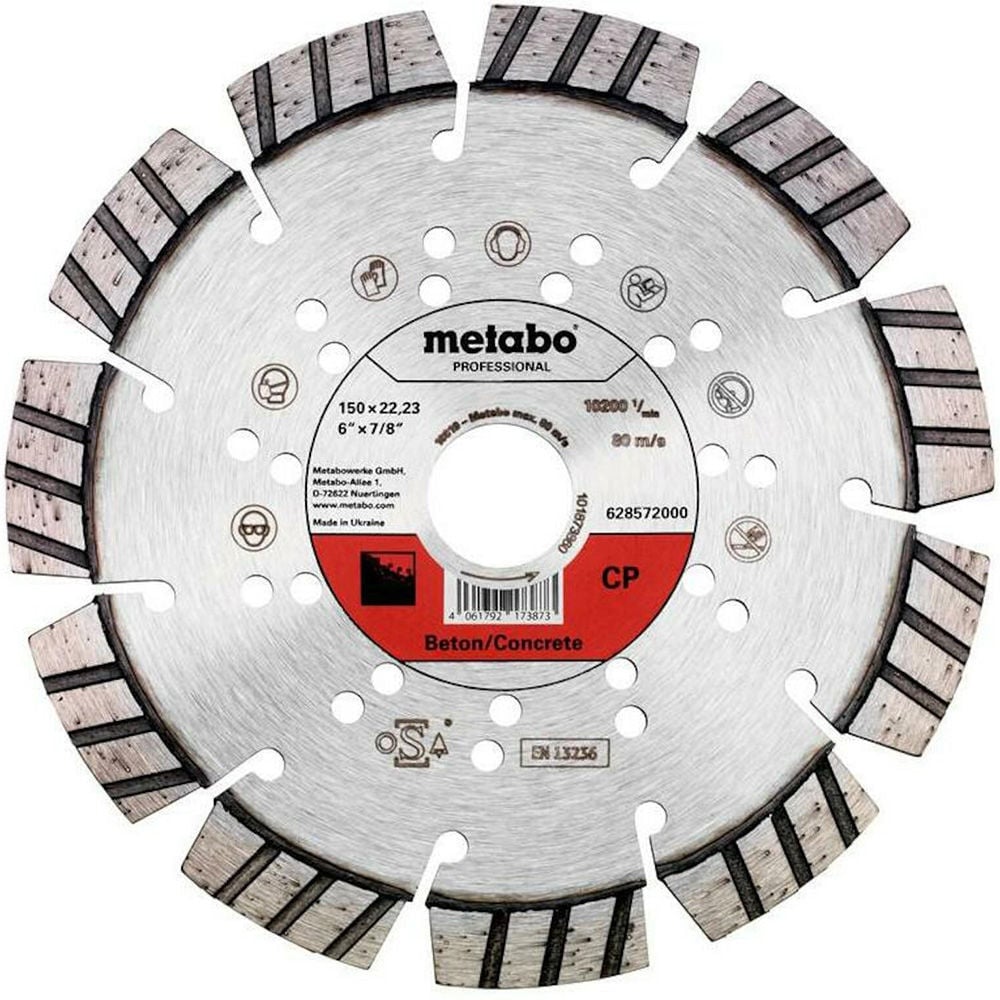 Metabo 6 Inch Professional Segmented Rim Diamond Cutting Disc for Masonry (10 Segments), large image number 1