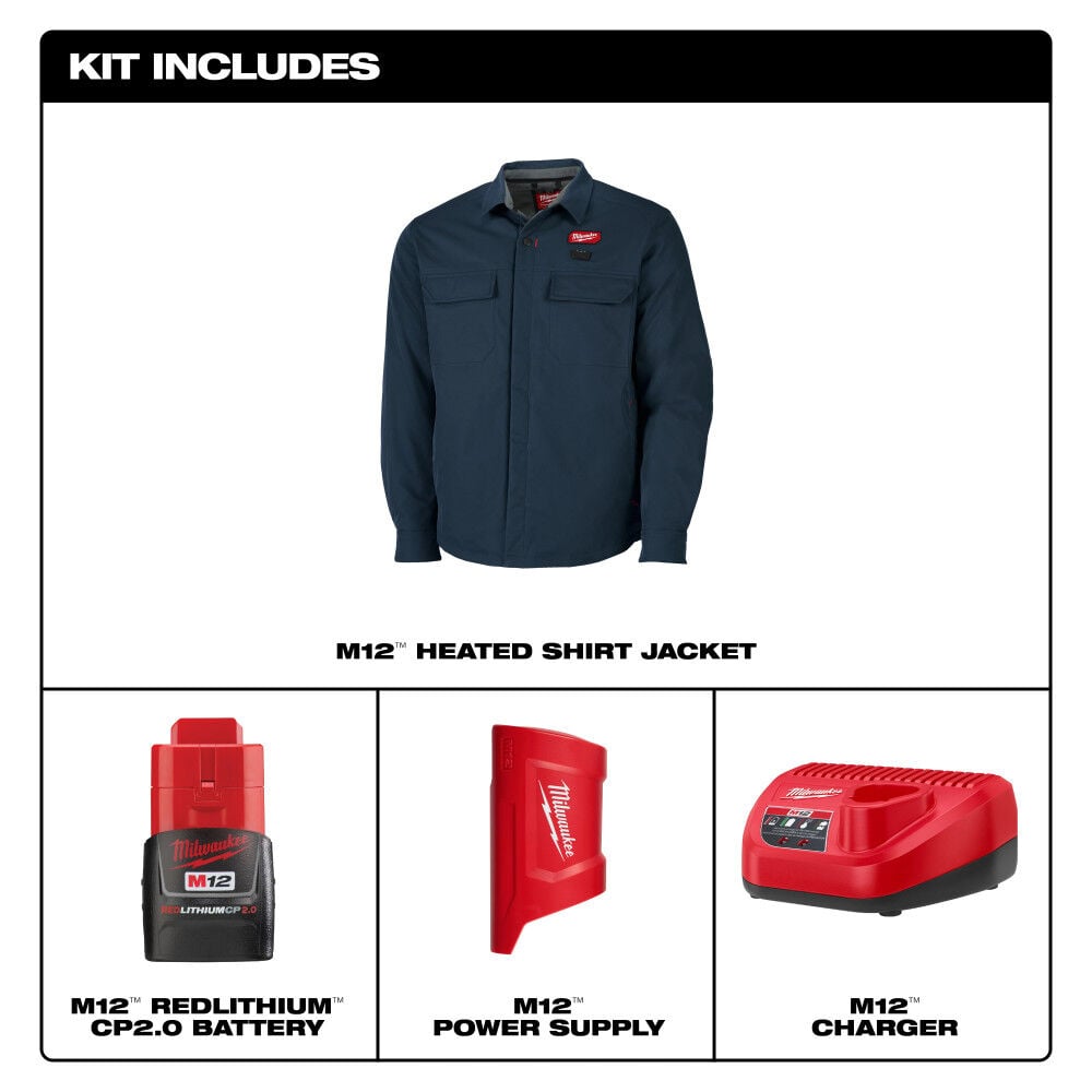 Milwaukee M12 Heated Shirt Jacket Navy Large, large image number 3
