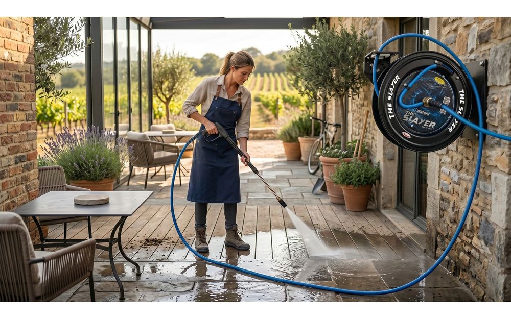BluBird Blu Shield Slayer 1/4 Inch x 50 Ft Hybrid Pressure Washing Hose Reel, large image number 7