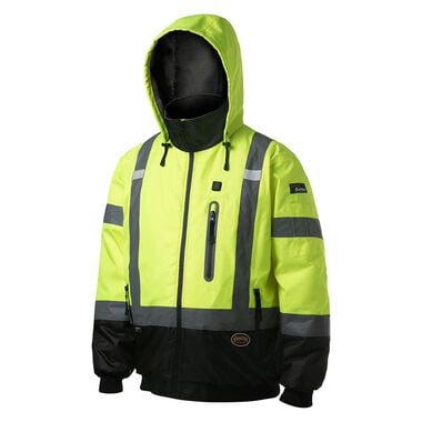 Pioneer Heated Safety Bomber Jacket with Detachable Hood Waterproof, 300D Nano Tech