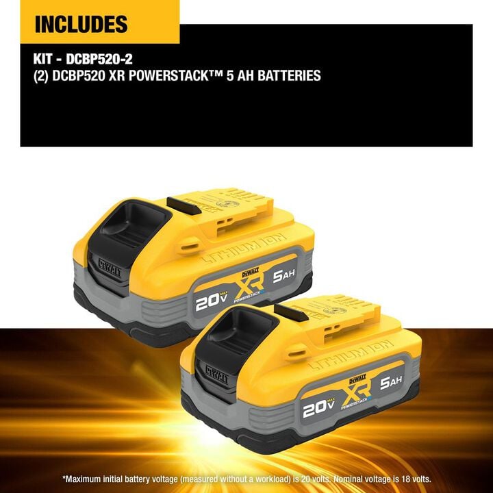 DEWALT 20V MAX 20V 5Ah Lithium Ion Power Tool Battery Pack with Fuel Indicator (2 Pack), large image number 1