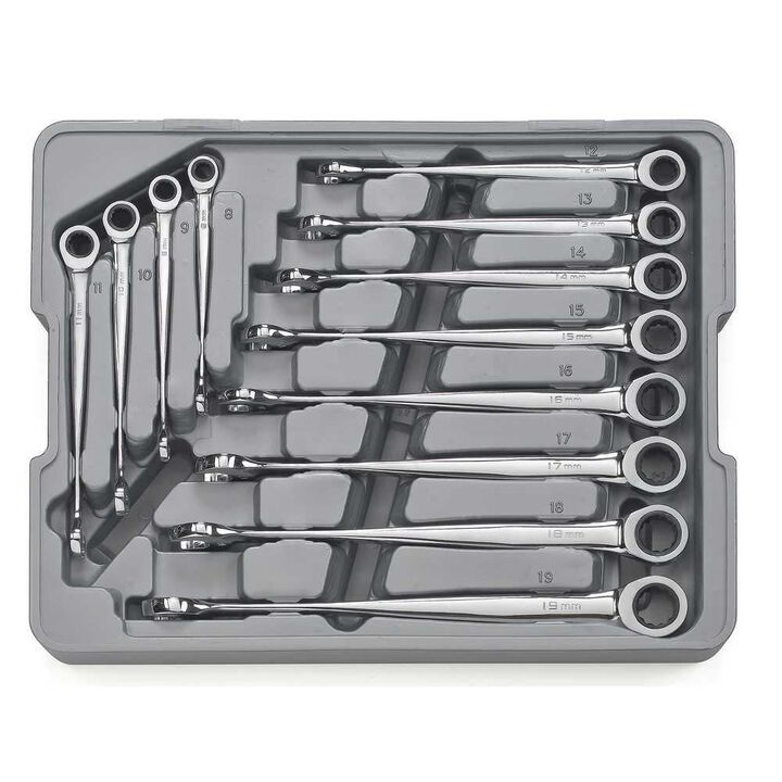 GEARWRENCH 12 Pc XL X-Beam Metric Combination Ratcheting Wrench Set, large image number 1