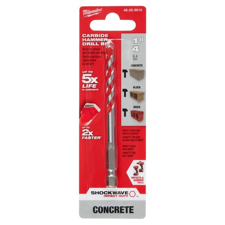 Milwaukee SHOCKWAVE Carbide Hammer Drill Bit 1/4inchx2inchx4inch, large image number 10