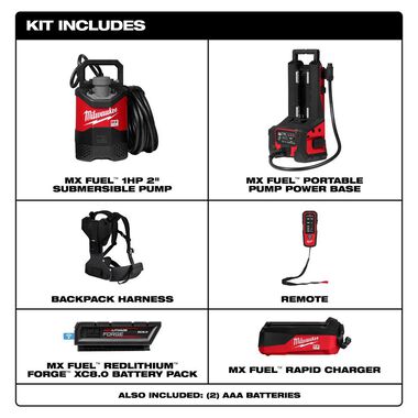 Milwaukee MX FUEL 1HP 2 Inch Submersible Pump Kit, large image number 1