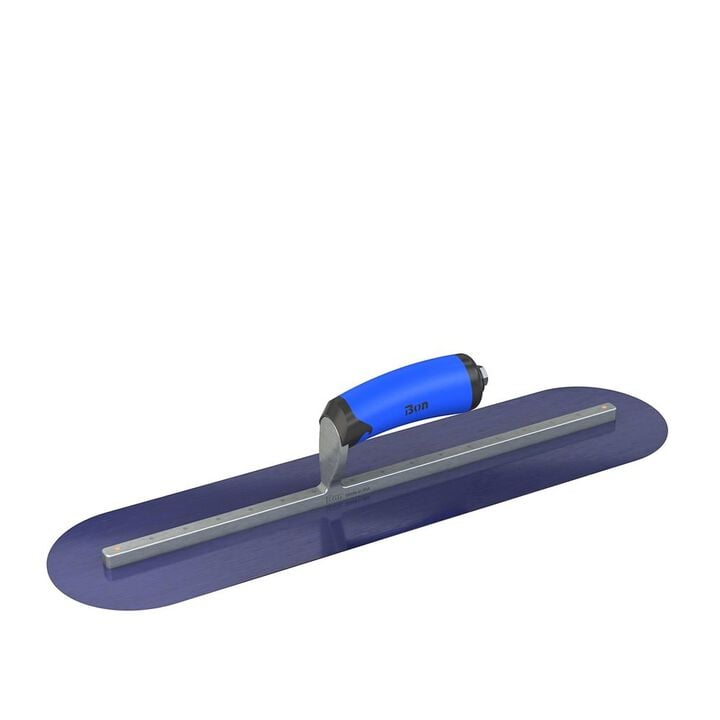Bon Tool Finish Trowel Round End Blue Steel 22 Inch x 5 Inch Comfort Grip Handle