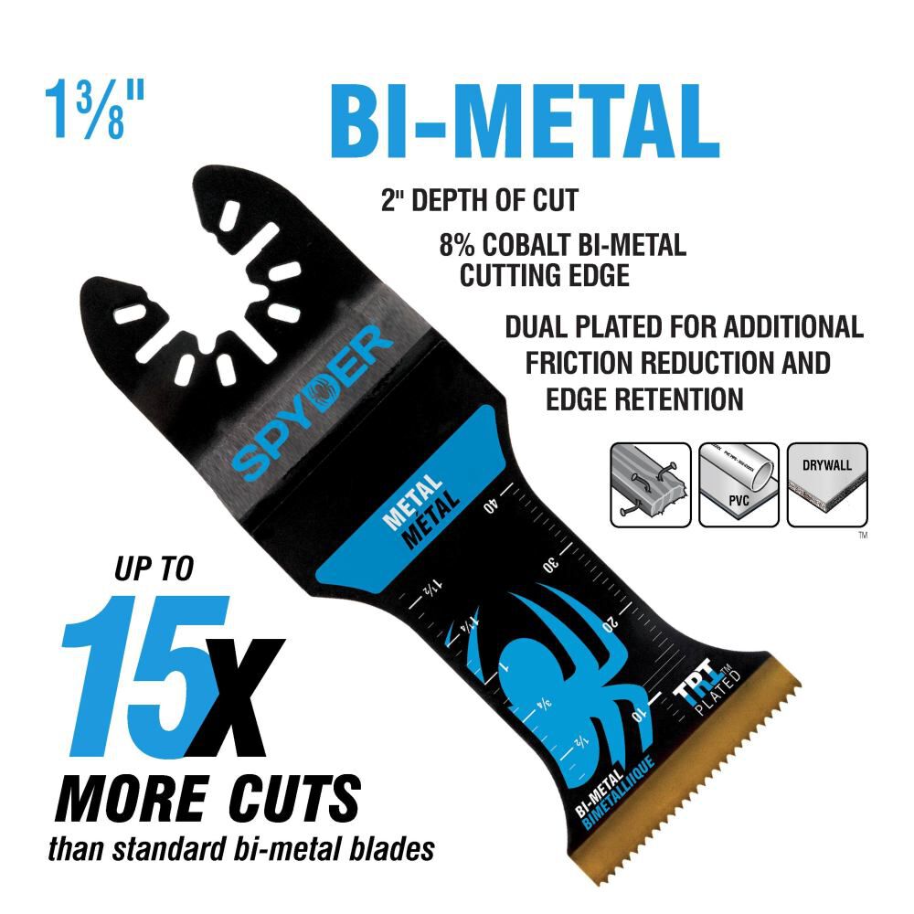 Spyder Osc Tool Blade, 1.35 Inch x 2 Inch Bi-Metal for Wood, Thin Metal & Nails, large image number 3