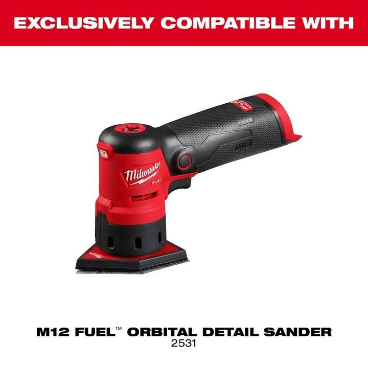 Milwaukee M12 Orbital Sander (Bare Tool), Assorted Mesh Sanding Sheet-12 Pack Bundle, large image number 15