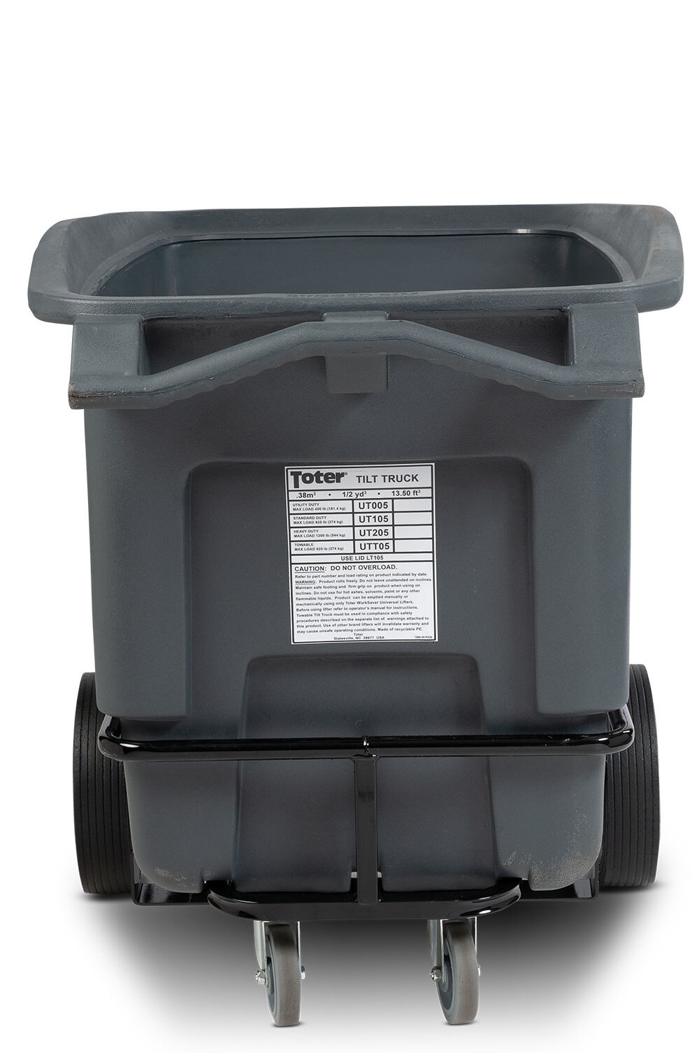 Toter 1/2 Cubic Yard 1200 lbs Capacity Heavy Duty Tilt Truck Gray, large image number 5