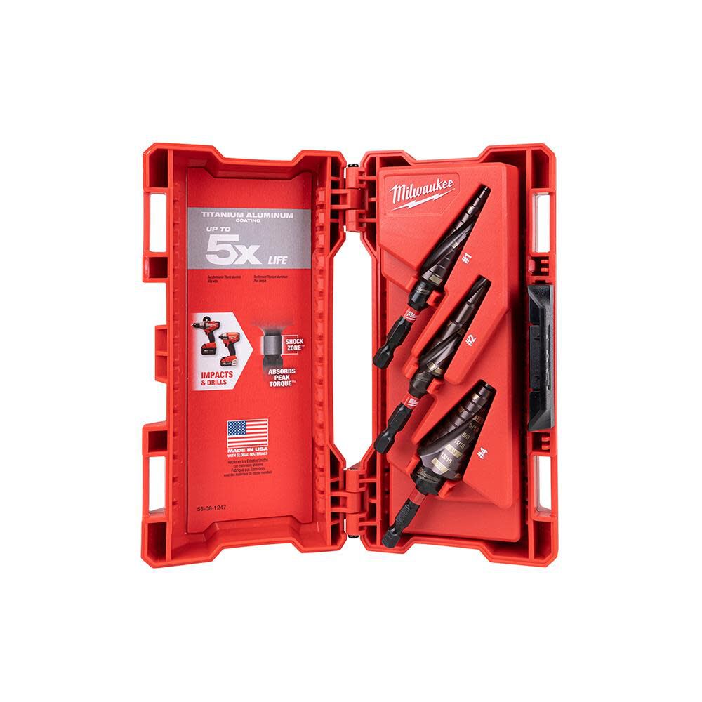 Milwaukee Shockwave Impact Duty Step Bit Electrician Set 1 4 9 48 89 9257 Sansujyuku sansujyuku.com