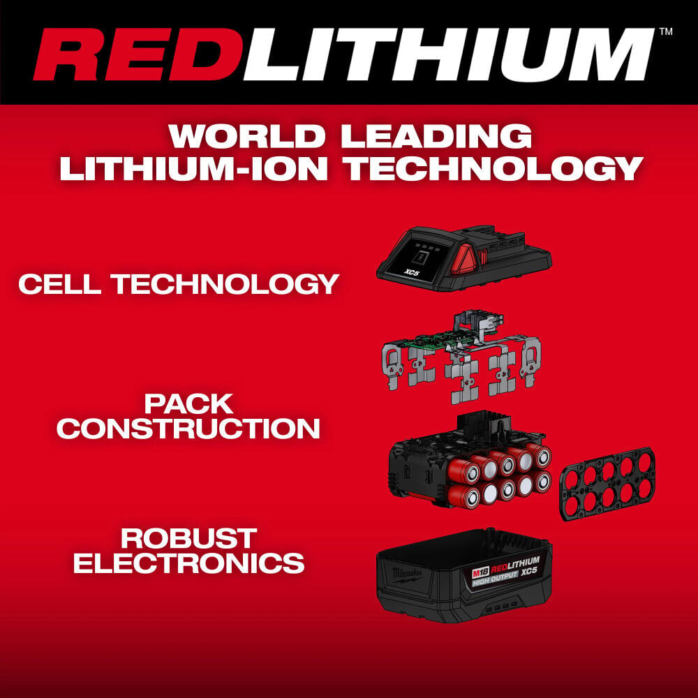 Milwaukee M18 REDLITHIUM HIGH OUTPUT XC5 Battery Pack, large image number 9