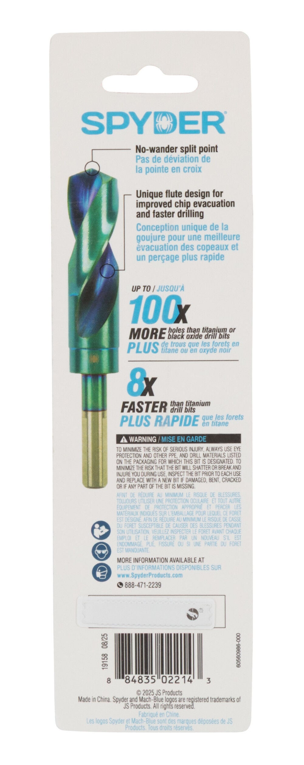 Spyder 5/8 Inch Reduced Shank S&D Drill Bit, 135 Degree Self-Centering Split Point, large image number 8