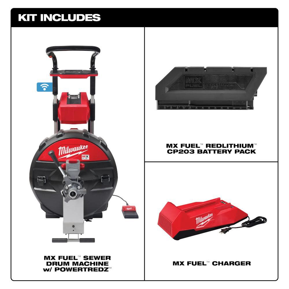 Milwaukee MX FUEL Sewer Drum Machine with POWERTREDZ, large image number 2