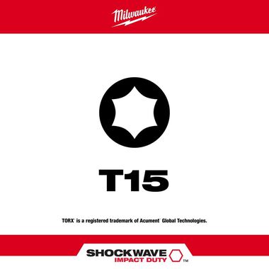 Milwaukee SHOCKWAVE 6 in. Impact Torx T15 Impact Driver Bit 10PK, large image number 1