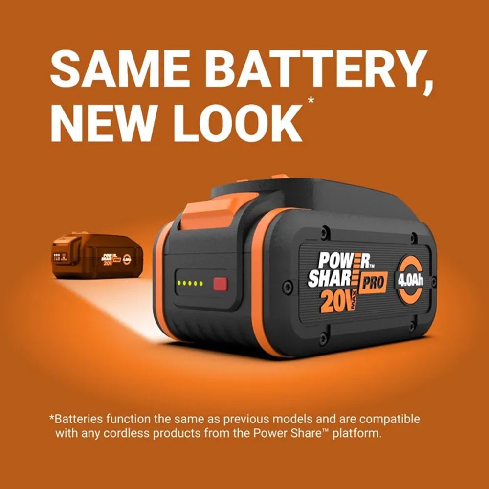 Worx PowerShare Pro 20V 4Ah Lithium Ion Power Tool Battery Pack with Fuel Indicator, large image number 10