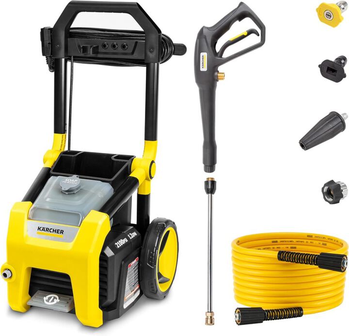 Karcher K2100PS 2100 PSI 1.2 GPM Electric Cold Water Pressure Washer with 4 Spray Nozzles