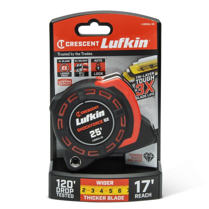 Crescent Lufkin Shockforce G2 Auto Lock Tape Measure 1 1/4in x 25', large image number 2