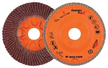 Walter 4-1/2 Inch Enduro Flex Flap Disc, 40 Grit, 7/8 Inch Arbor, 10 Pack