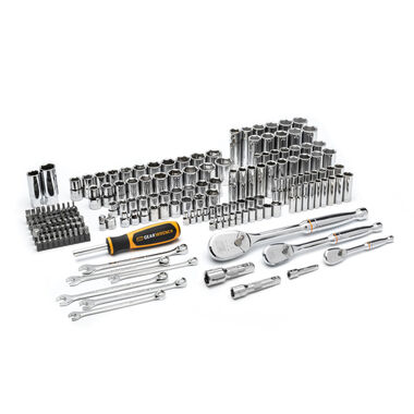 GEARWRENCH 1/4 Inch, 3/8 Inch, 1/2 Inch SAE/MM Mechanics Hand Tool Set, 185 Piece
