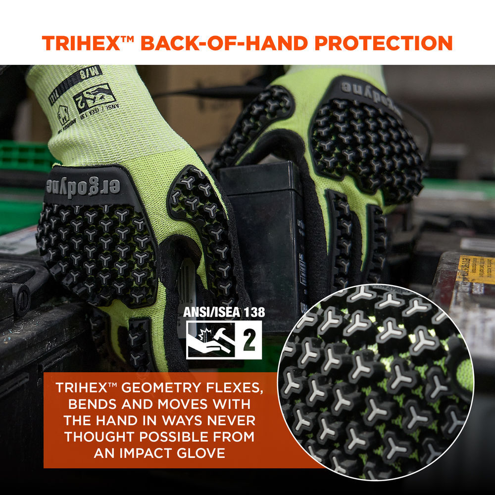 Ergodyne 7142 Coated A4 Cut-Resistant Impact Gloves XL Lime, large image number 4