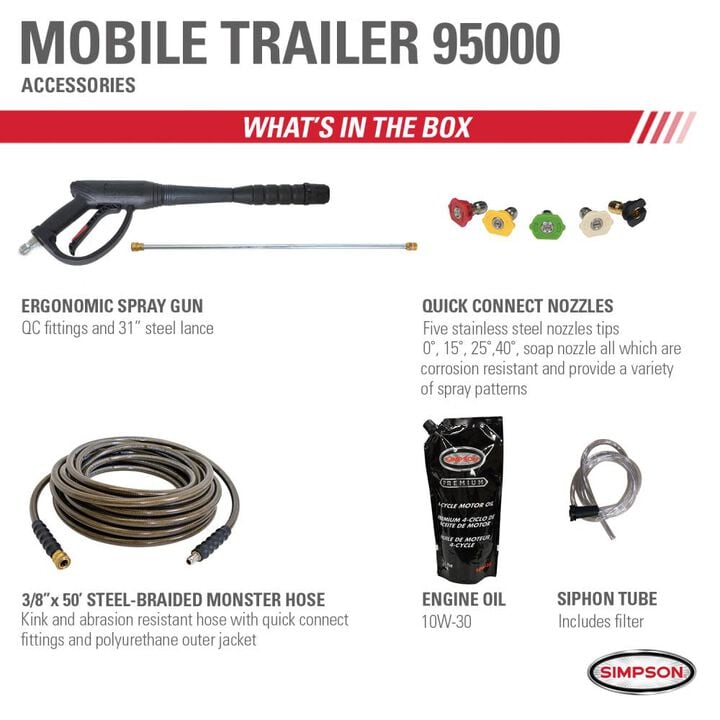 Simpson 3200 PSI 2.8 GPM Gas Powered Cold Water Pressure Washer Trailer with 5 Spray Tips, large image number 8