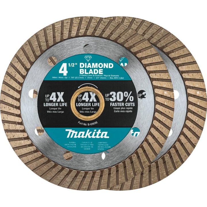 Makita 4 1/2 Inch Turbo Rim Diamond Blades for Masonry (2 Pack)