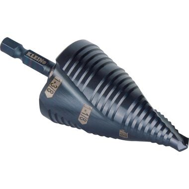 Klein Tools 7/8in to 1-3/8in Quick Release Sprial Flute Step Drill Bit, large image number 13