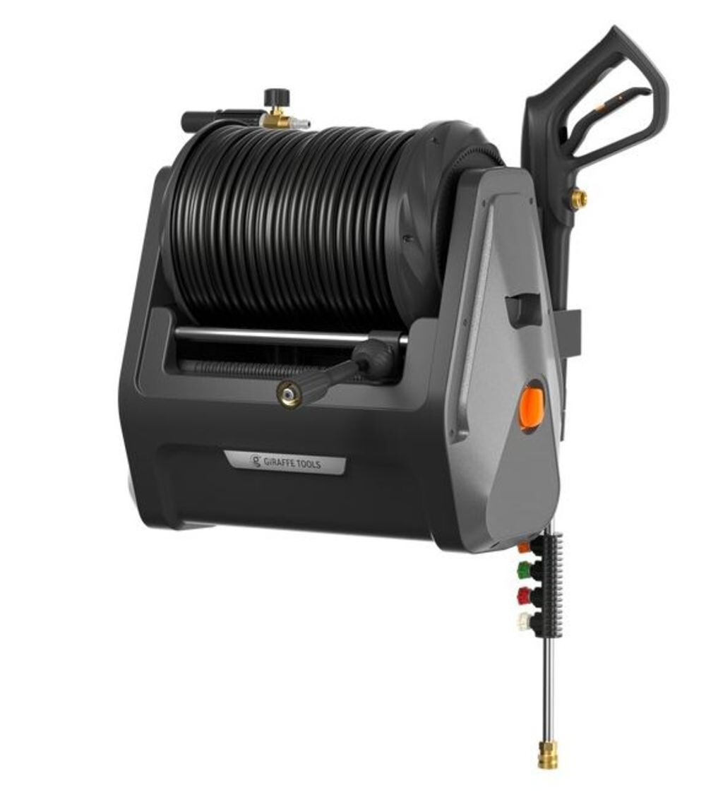 Giraffe Tools GRANDFALLS 2900 PSI 1.1 GPM Electric Cold Water Retractable Pressure Washer with 4 Spray Nozzles – HP135-G30B