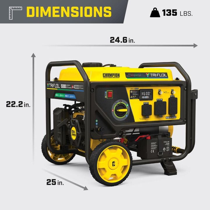 Champion Power Equipment 5000-Watt Electric Start Tri Fuel 49 State RV Ready Portable Generator, large image number 6