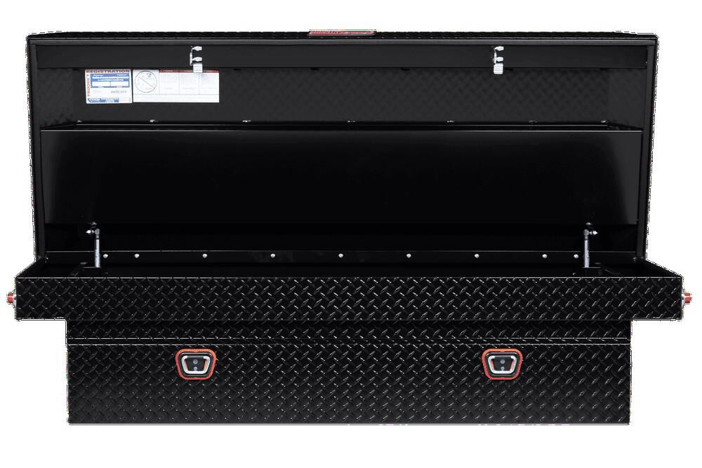 Weather Guard Saddle Truck Tool Box Aluminum Full Extra Wide Gloss Black, large image number 2