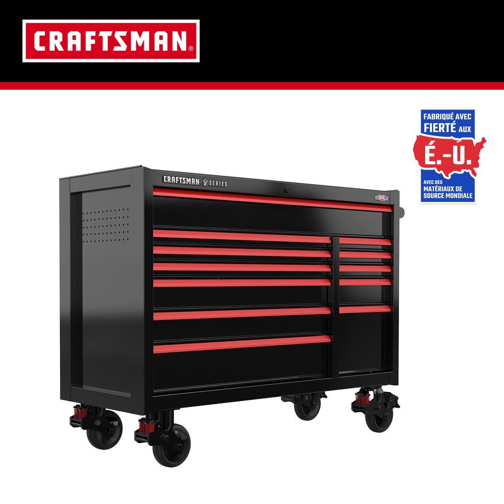 CRAFTSMAN V-SERIES 52 Inch Wide 12-Drawer Rolling Tool Cabinet, Black, large image number 3