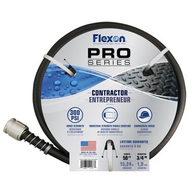 Flexon Water Hose Rubber/Vinyl 50' 3/4in Contractor