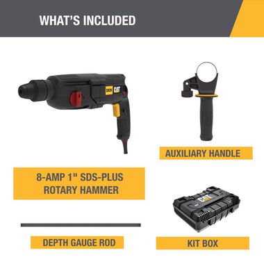 CAT 8-Amp 1 in Corded SDS-Plus Rotary Hammer Drill, large image number 8