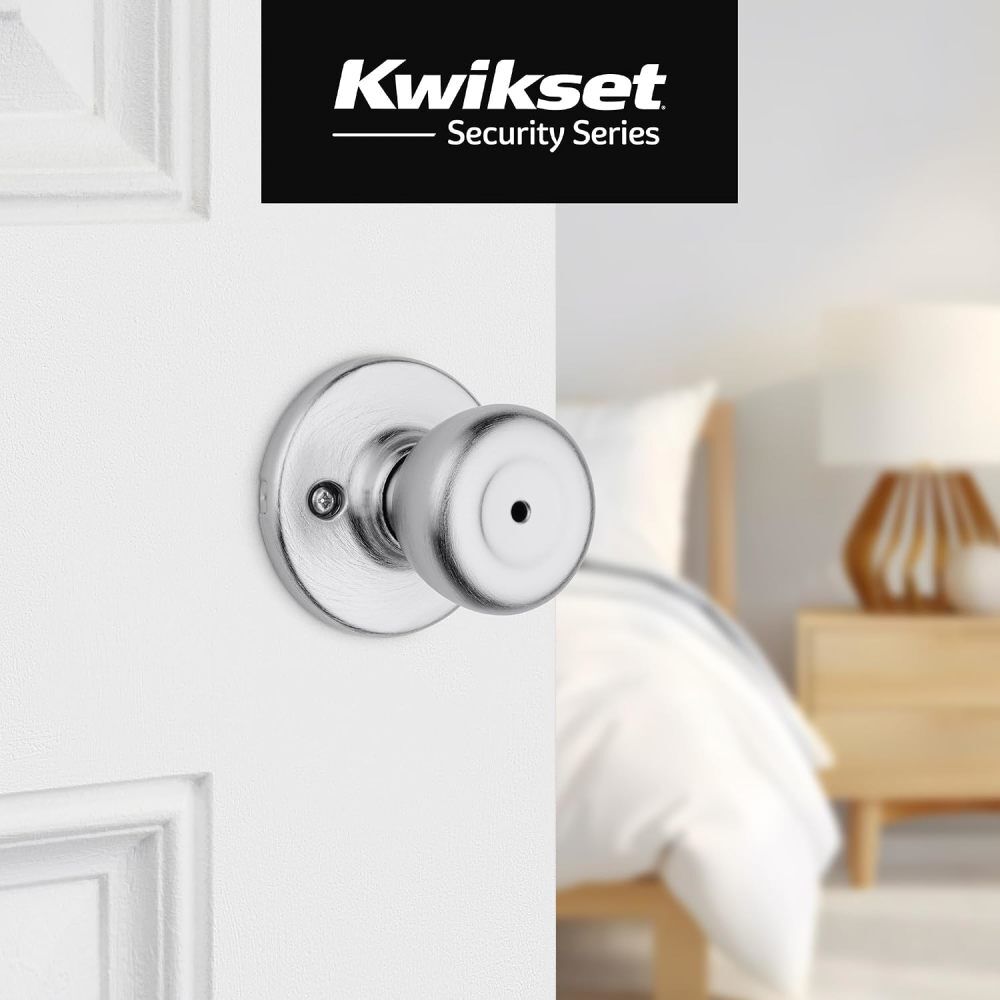 Kwikset Tylo 1-3/8 - 1-3/4 Inch Privacy Knob Satin Chrome, large image number 6