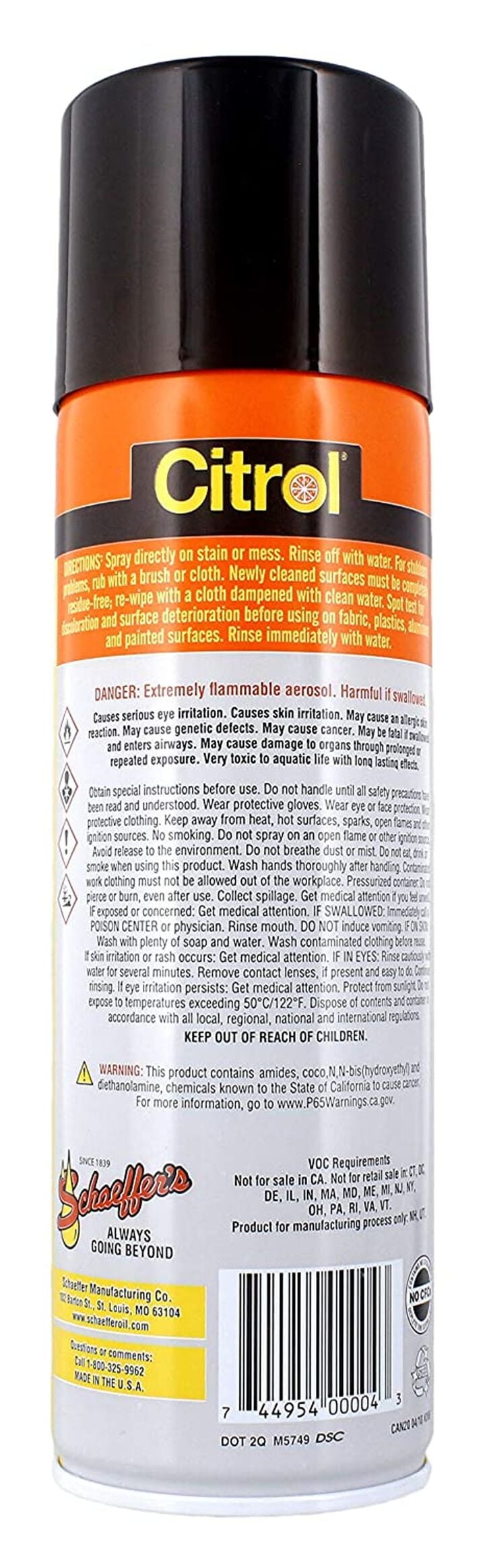 Schaeffer Mfg 16 Oz Multipurpose Biodegradable Citrus Based Cleaner & Degreaser, large image number 3