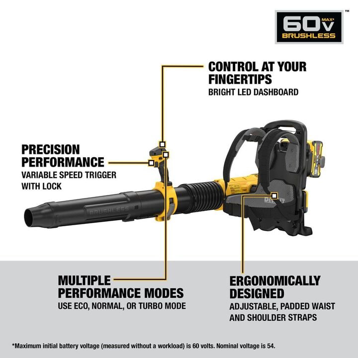 DEWALT 60V Backpack Blower 15 Ah Kit, large image number 2