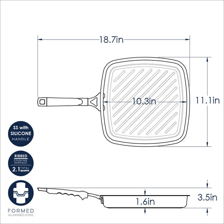 Nordic Ware Aluminized Steel Verde Ceramic Non-Stick Searing Grill Pan, large image number 5