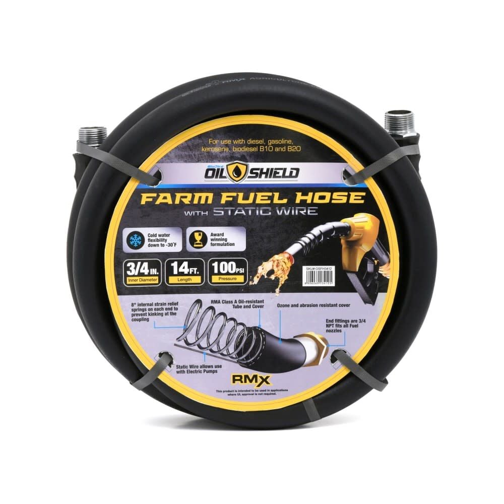 BluBird OilShield 3/4 Inch x 14 Ft. Rubber Fuel Transfer Hose – OSFH3414