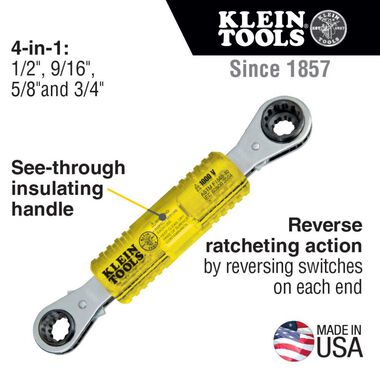 Klein Tools Lineman's Insulated 4-in-1 Box Wrench, large image number 1