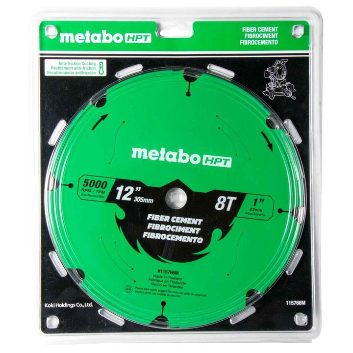 Metabo HPT Fiber Cement 12 Inch 8-Tooth Saw Blade, large image number 1