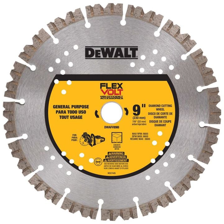 DEWALT FLEXVOLT 9 Inch Segmented Rim Diamond Wheel for Concrete