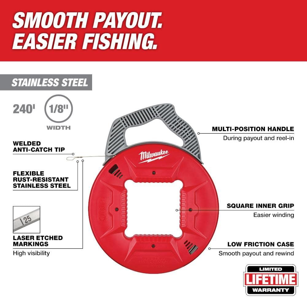 Milwaukee Fish Tape 240 1 8inch Stainless Steel 48 22 4188 - Image 2