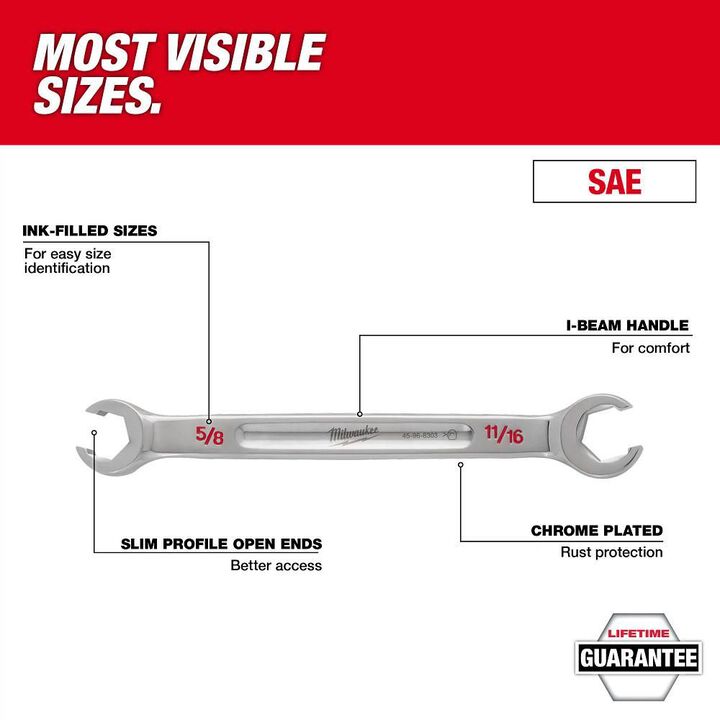 Milwaukee Wrench Set Double End Flare Nut SAE 5pc, large image number 2