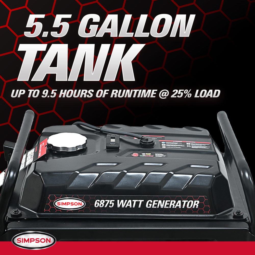 Simpson SF5568 6875 Watt Gas Powered 49-State Portable Generator, large image number 7