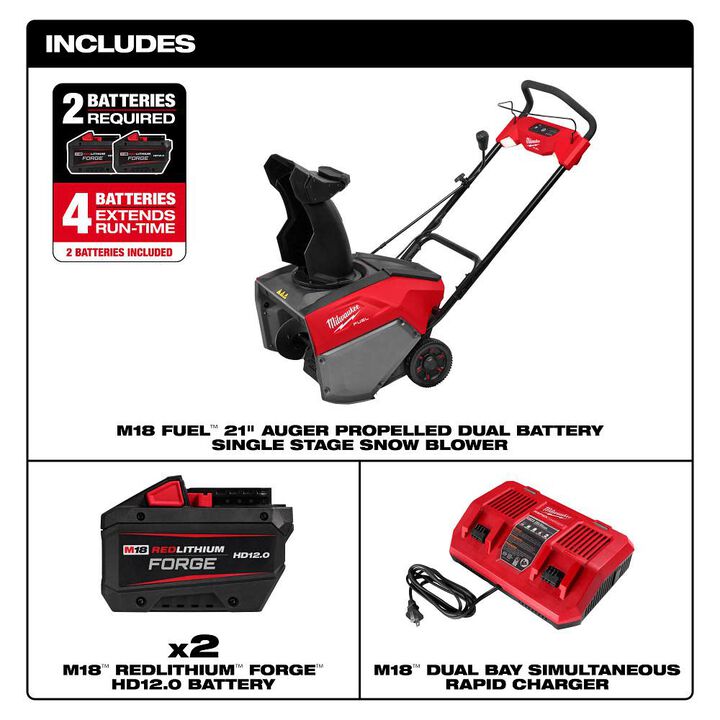 Milwaukee M18 FUEL 21 Inch Auger Propelled Dual Battery Single Stage Snow Blower Kit, large image number 3