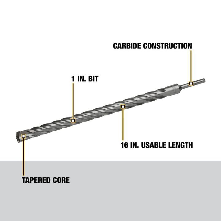 DEWALT 1 in x 16 in x 18 in Rock Carbide Hammer Drill Bit, large image number 1