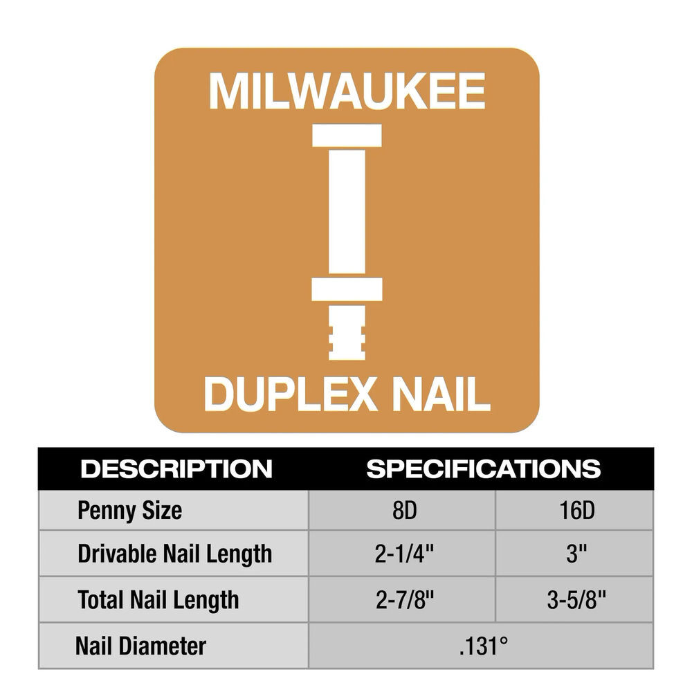 Milwaukee 8D 2-1/4 Inch x 0.131 Inch Collated Duplex Nails Bundle, 5 Packs, large image number 7